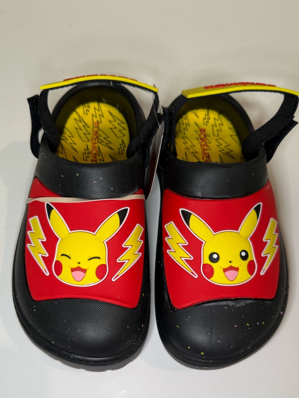 Pikachu Kids' Red and Black Lightning Clog Sandals
